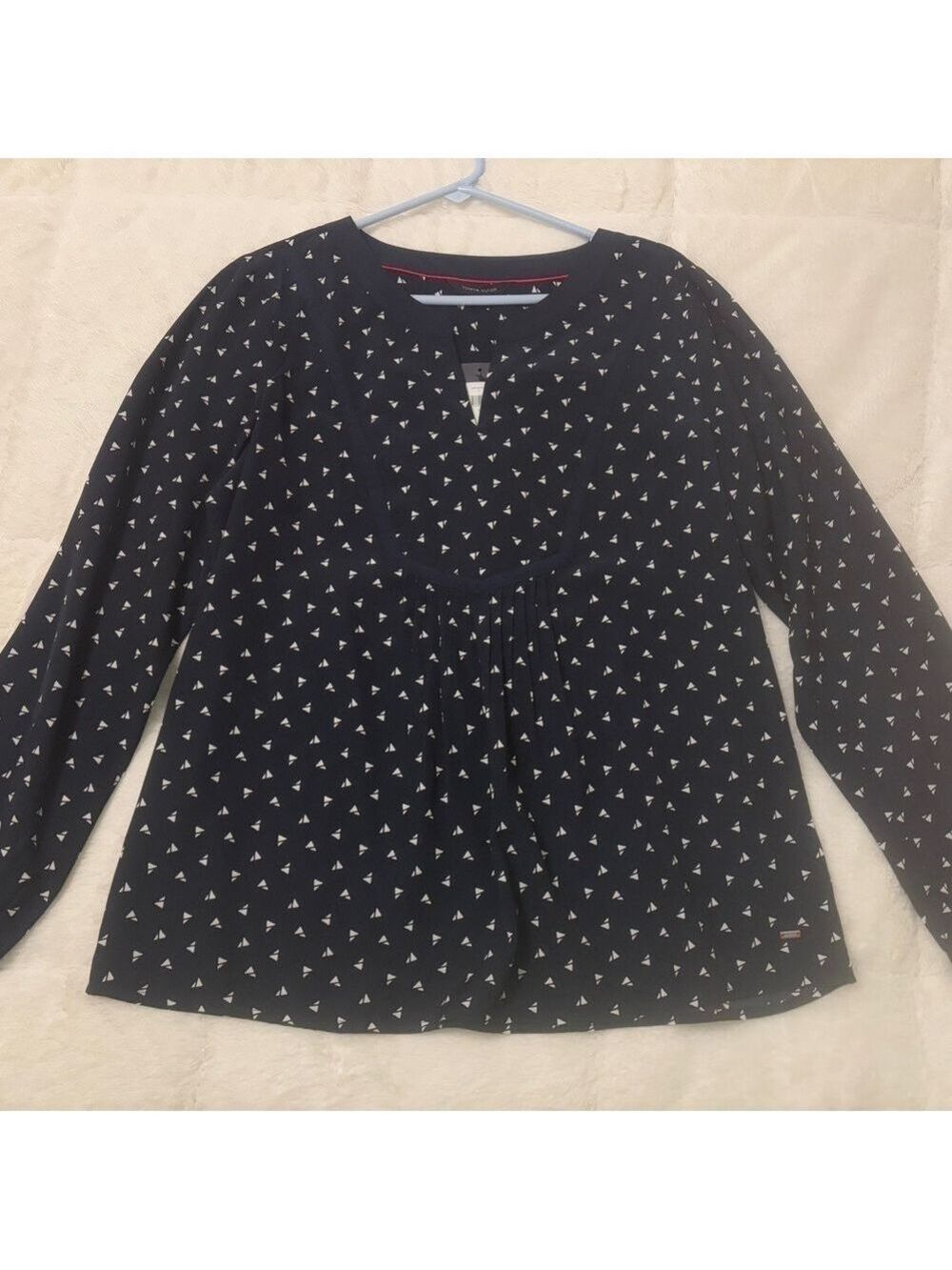 Tommy Hilfiger Black Blouse with Relaxed Style and Long Sleeves